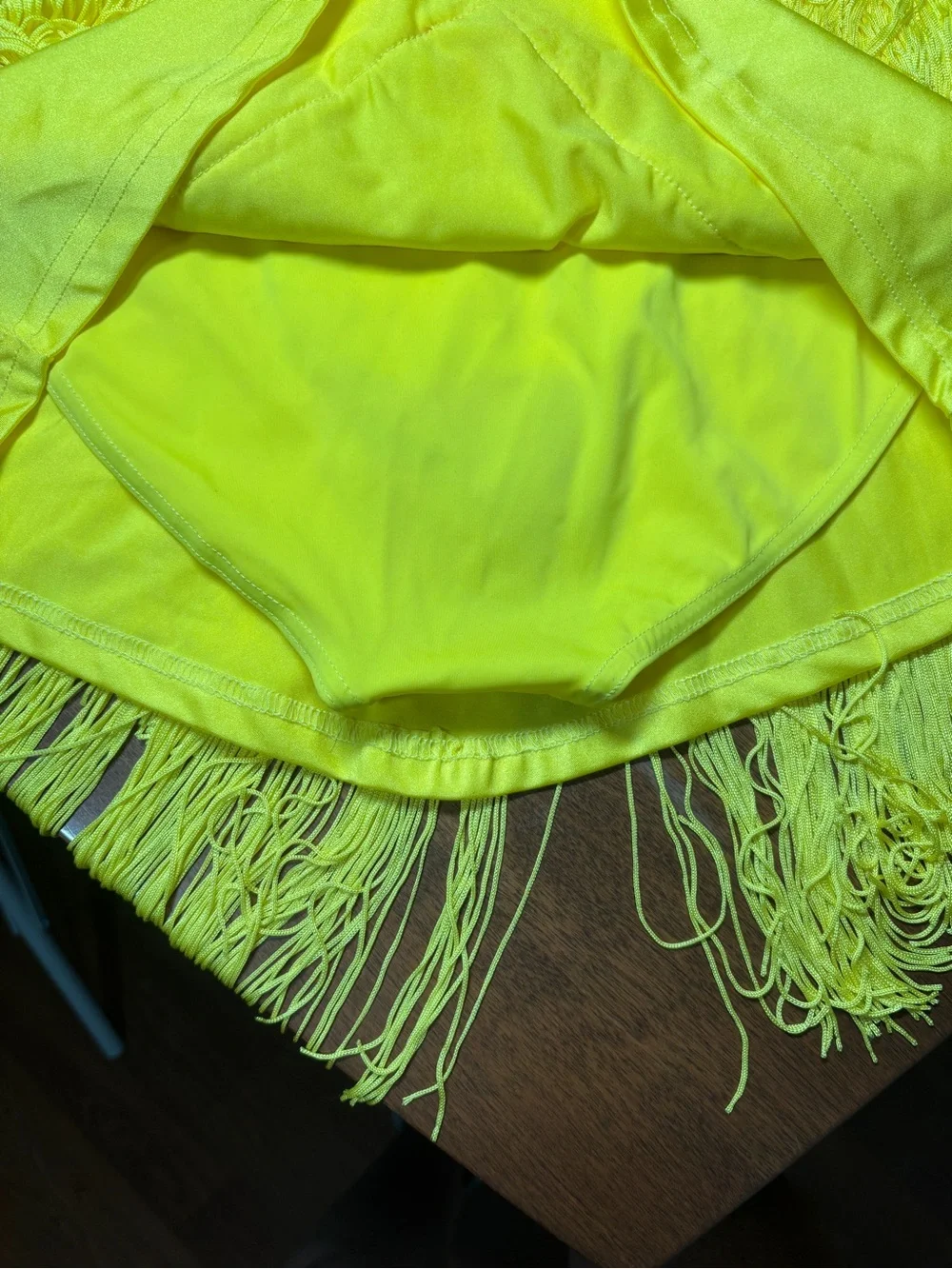 bright yellow Balera fringe & sequin performance dance dress